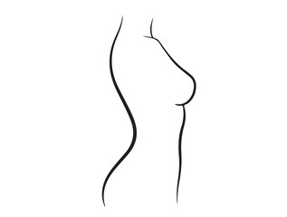  Minimal Line Torso Shape in Silhouette of girl white background.