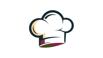 A stylized chef's hat logo in navy, beige, white, and burgundy on a white background