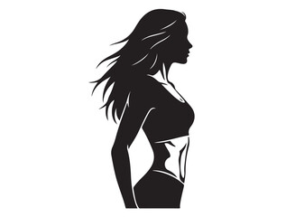 Torso in Silhouette in silhouette white background۔