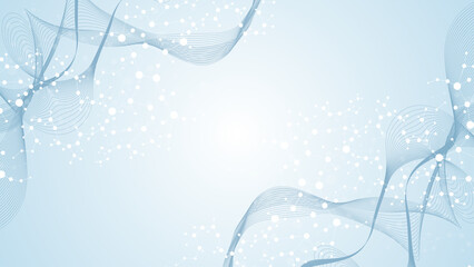 Modern abstract molecules structure for science or medical background. DNA helix or atom visualization. Molecular wave flow abstract background, illustration