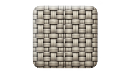 Close up of woven beige fabric texture with rounded corners on black background material