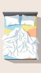 Unmade bed viewed from above