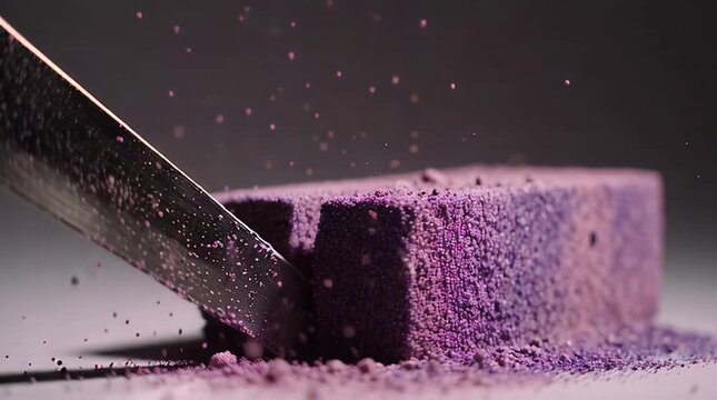 Abstract Satisfying Kinetic Sand Slicing Macro Video.