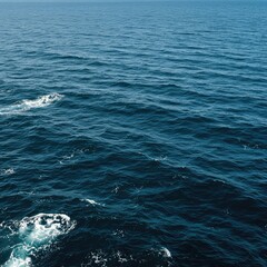 Fototapeta premium A uniform pattern of blue and white ocean waves stretching toward the horizon, illustrating the immense power and natural geometry of the sea surface ,saltwater ,wavelets ,wash