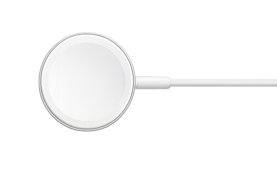 White circular magnetic wireless charger with cable