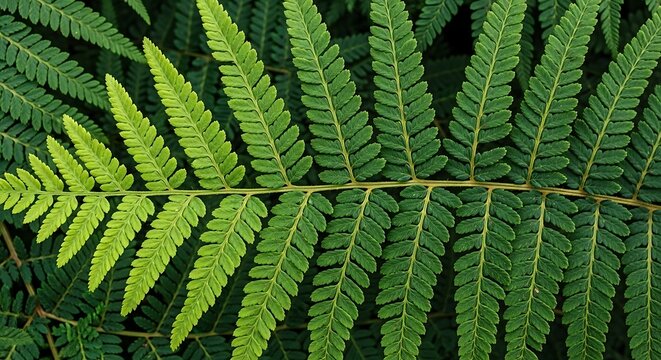 Close-up of green fern leafs.