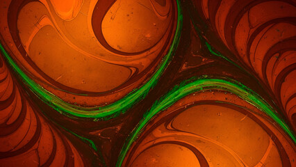 Fluid Dynamics: Abstract Swirls and Curves of Orange, Brown and Green Tones