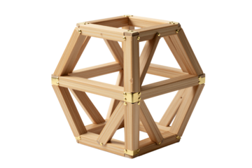 Modular Geometric Structure Crafted from Bamboo and Metal in Studio Display with Clean Minimalist Style