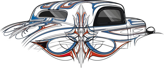 Customized classic truck illustration detailed graphics transportation design