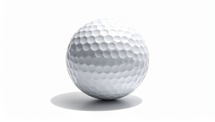 Isolated golf ball with dimple texture on clean white background.