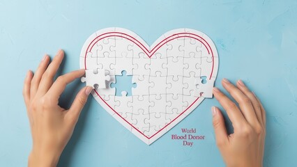 Female hands holding delicate snowflake heart on blue background, ideal for winter romance cards, Valentine's Day graphics, Christmas love themes and frozen emotion concepts.