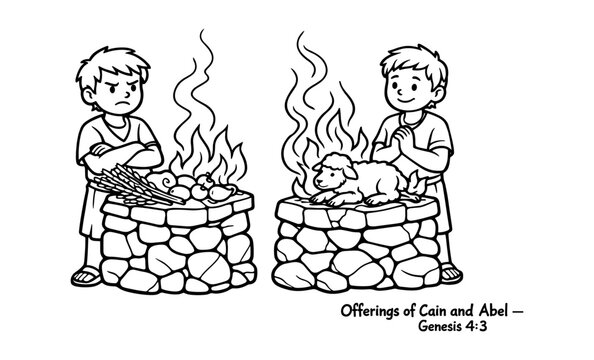 Cain and Abel's offerings to God, one accepted and one rejected
