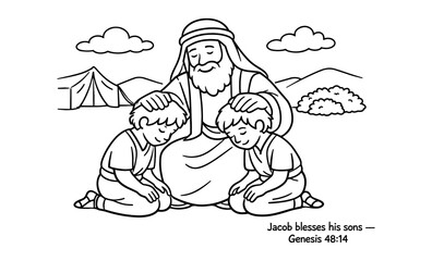 Obraz premium Jacob blesses his sons, a scene from the Old Testament story of Genesis