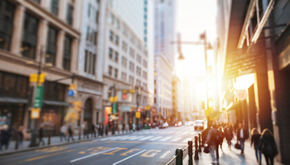 ソフトフォーカスの画像 ぼやけた都会のオフィス・繁華街の風景