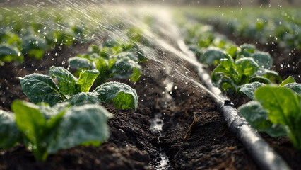 Detailed irrigation maintenance scene showing underground pipes and connections