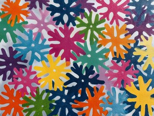Vibrant Multi-Colored Abstract Painted Snowflake Pattern Background