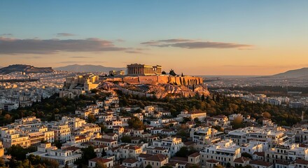 Fototapeta premium Acropolis of Athens at Sunset, Ancient Citadel in Greece.