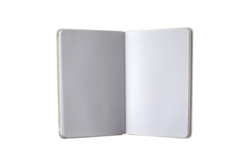 Open blank notebook isolated transparent png with copy space