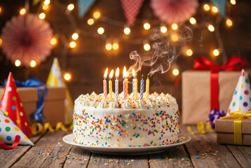 Cheerful Birthday Event Adorned With Vivid Hues And Flickering Candles