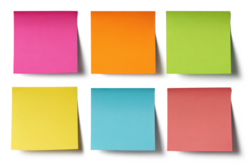 colorful sticky notes with shade isolated on white or transparent png