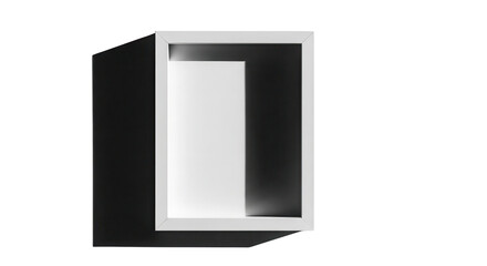 Empty White Square Wall Shelf Mockup with Hard Shadow