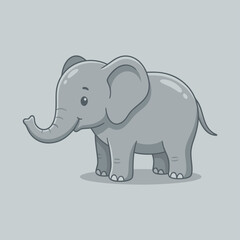 Obraz premium Cute Cartoon Baby Elephant Standing.