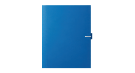 Professional blue office file folder and ring binder for corporate storage. isolated PNG with Transparent Background