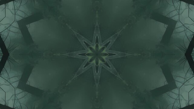 mysterious dark kaleidoscopic star pattern animation