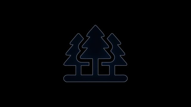 Stylized blue trees icon animation on a black background.