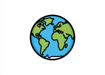 Obraz premium World Globe and Map Icon Illustration 
