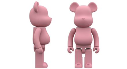 Cute pink teddy bear collectible toy figure design template graphic element isolated PNG with Transparent Background