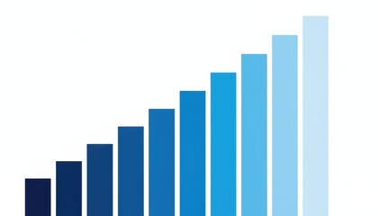 A visually appealing gradient bar chart illustrating growth, with varying shades of blue representing increasing values.