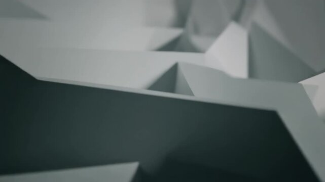 Minimalist Geometric 3D Abstract with Rotating Architectural Forms