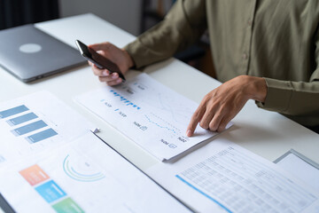 Businessman with Smartphone working mobile devices cell telephone technology e-commerce smartphone business professional investor working new start up project