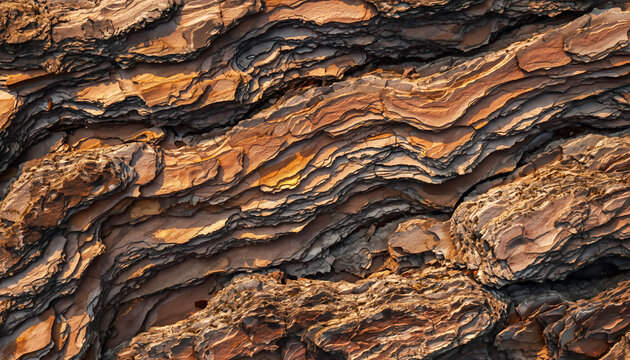 texture d'&eacute;corce d'arbre rugueuse et stri&eacute;e au ton orang&eacute;