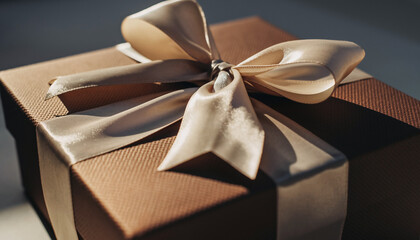 Luxury Gift Box Advertising Concept with Elegant Ribbon &ndash; 3D Photorealistic Render