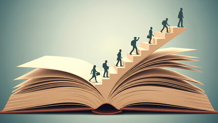 An open book with colorful pages and a bookmark lies isolated on white paper, representing a core object of education and library literature for school reading and wisdom