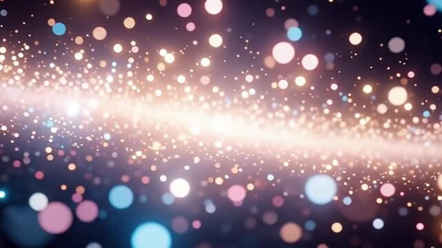 Shiny glowing bokeh light particles forming an elegant abstract background with soft, luminous motion