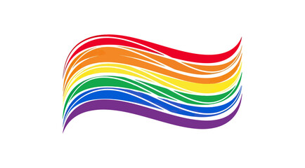 Rainbow flag illustration with decorative white and black lines