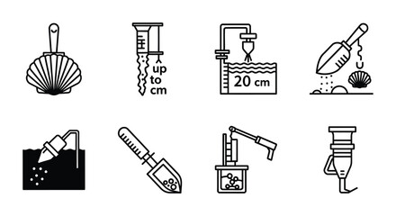 Fototapeta premium Illustrations of various mechanical arms and grippers with dimension markings