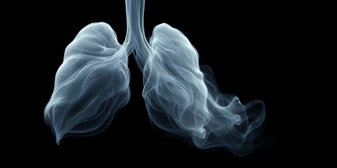 illustration of human lungs formed from swirling white smoke.