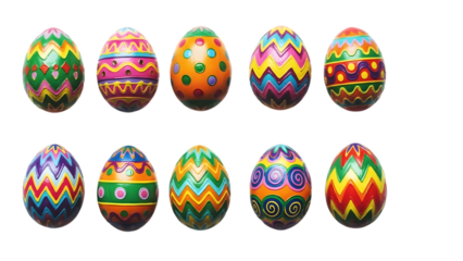 Vibrant collection of decorative easter eggs with intricate patterns