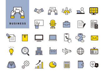 社内業務の流れや情報整理を表すUI用ビジネスアイコンセット