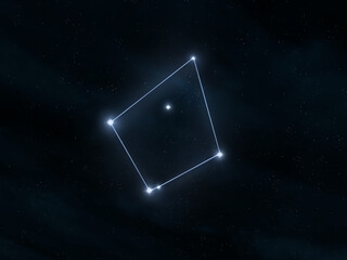 Norma constellation in the starry sky. Astrological figure made of bright stars. Symbolic image.