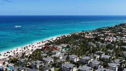 Turquoise Beach At Punta Cana In La Altagracia Dominican Republic. Beach Landscape. Downtown...