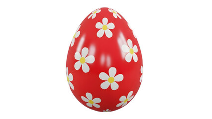 Red easter egg with white flowers