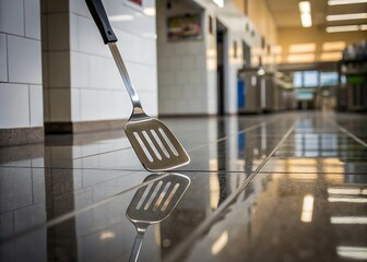 Floating Kitchen Spatula With Reflection Minimal Cooking Tool