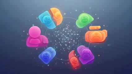 Connected icons representing communication