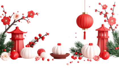 Japanese New Year Decoration Isolated on Transparent Background
