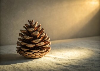 Single Pine Cone Winter Light Neutral Natural Decor